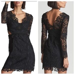 NWT Reiss cut out sides lace black dress 10